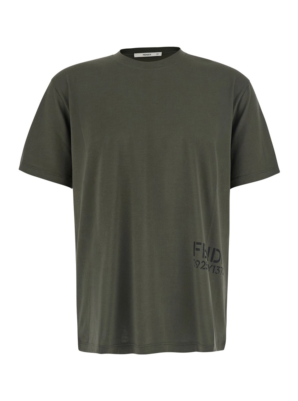 Fendi T-Shirt con Logo tono su tono sul lato in Cotone verde uomo