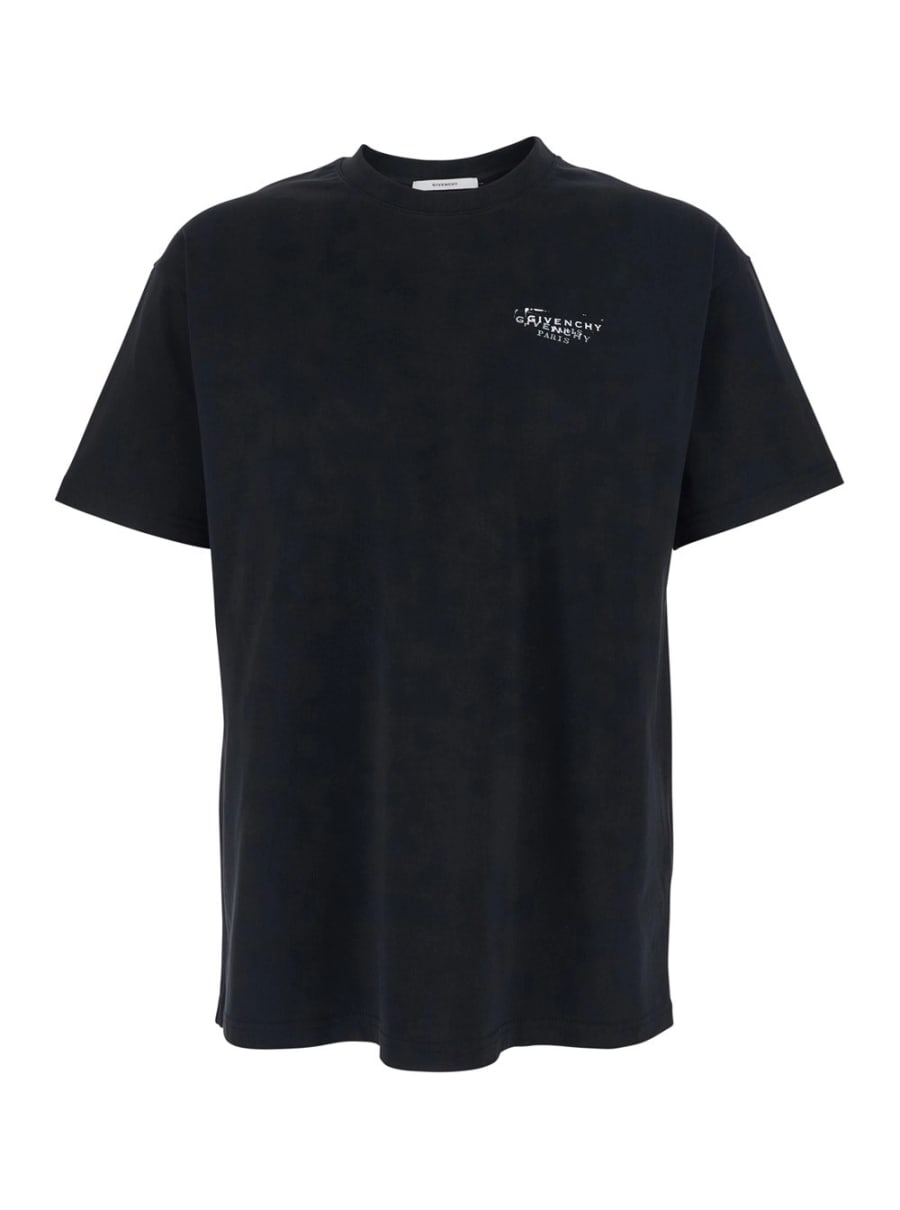 Givenchy T-Shirt con Logo sul Fronte e sul Retro in Cotone Nera Uomo