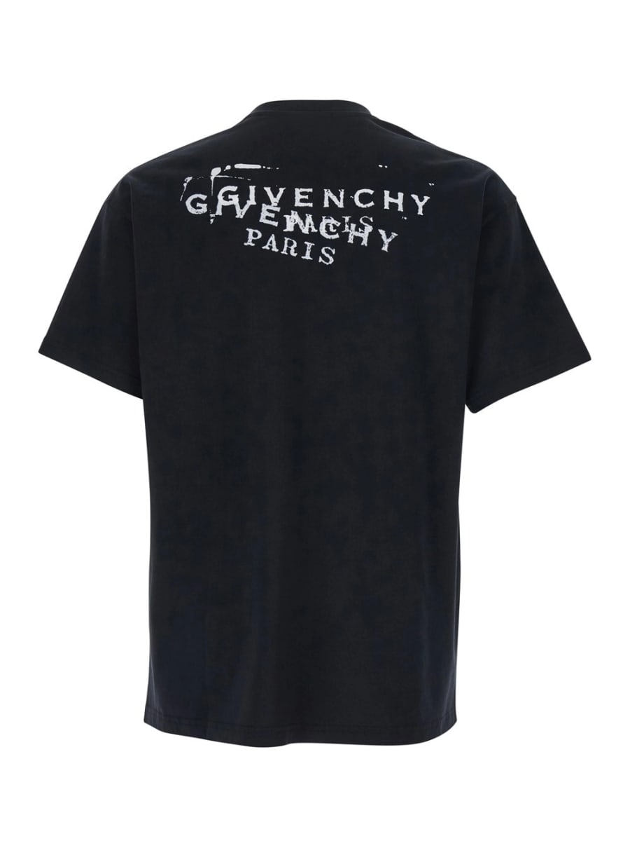 Givenchy T-Shirt con Logo sul Fronte e sul Retro in Cotone Nera Uomo, view 2