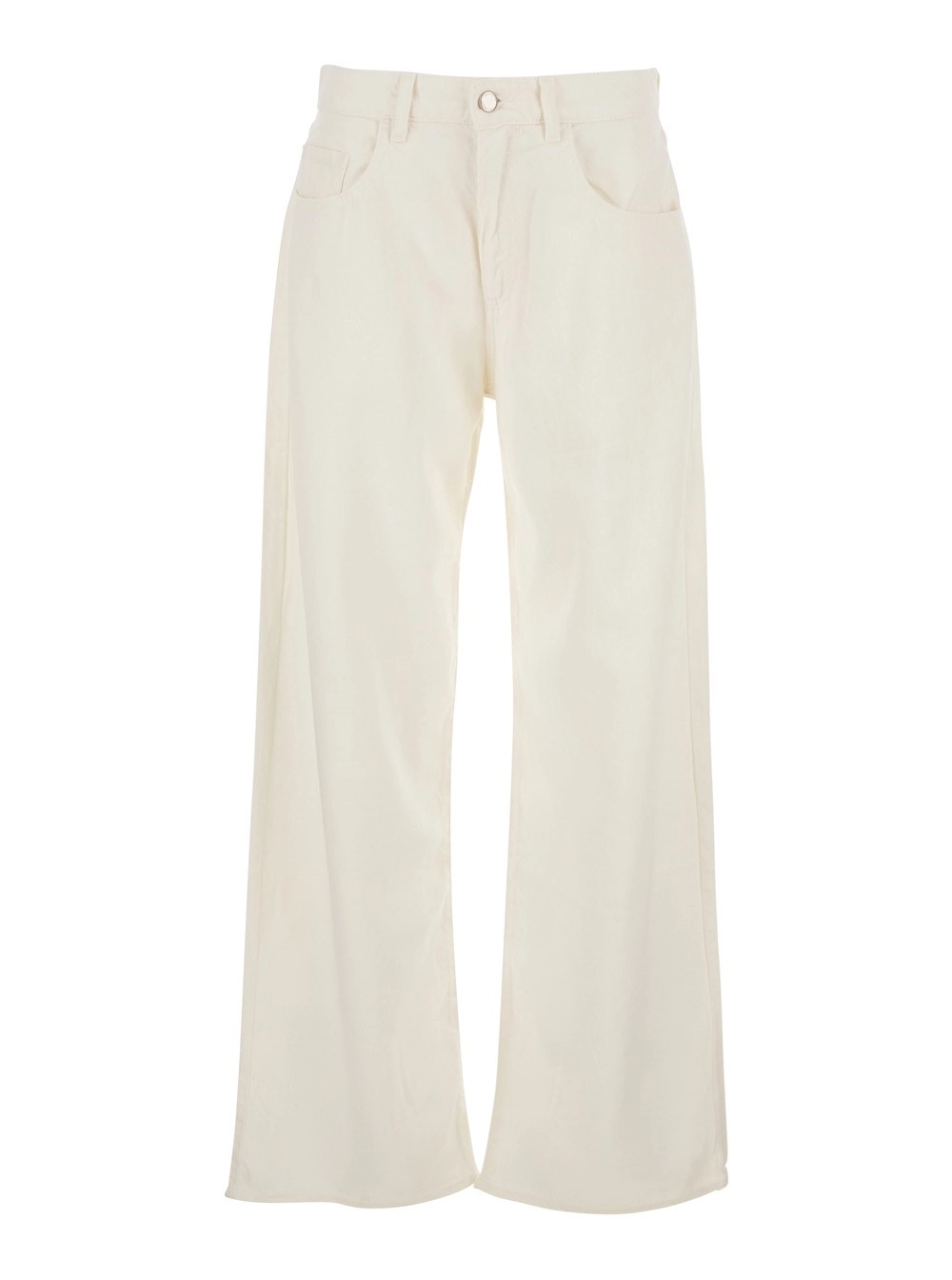 Icon denim Jeans a cinque tasche con patch logo sul retro in denim bianco donna