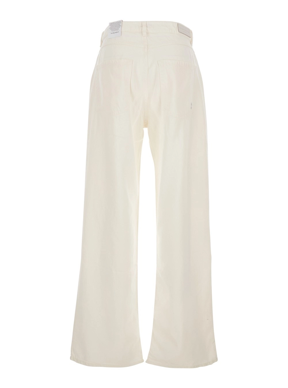 Icon denim Jeans a cinque tasche con patch logo sul retro in denim bianco donna, view 2