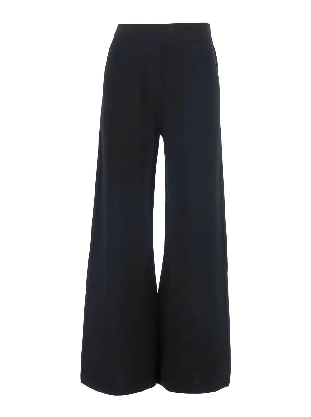 Max Mara Pantaloni 'Faida' con Gamba Ampia e Vita Elasticizzata in Misto Viscosa Neri Donna