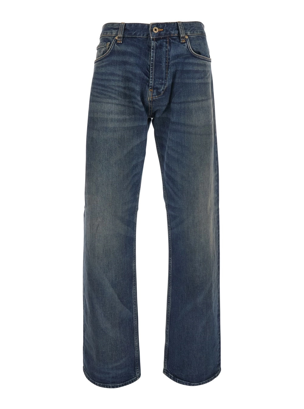 Emporio Armani Jeans a cinque tasche con patch logo sul retro in denim blu uomo