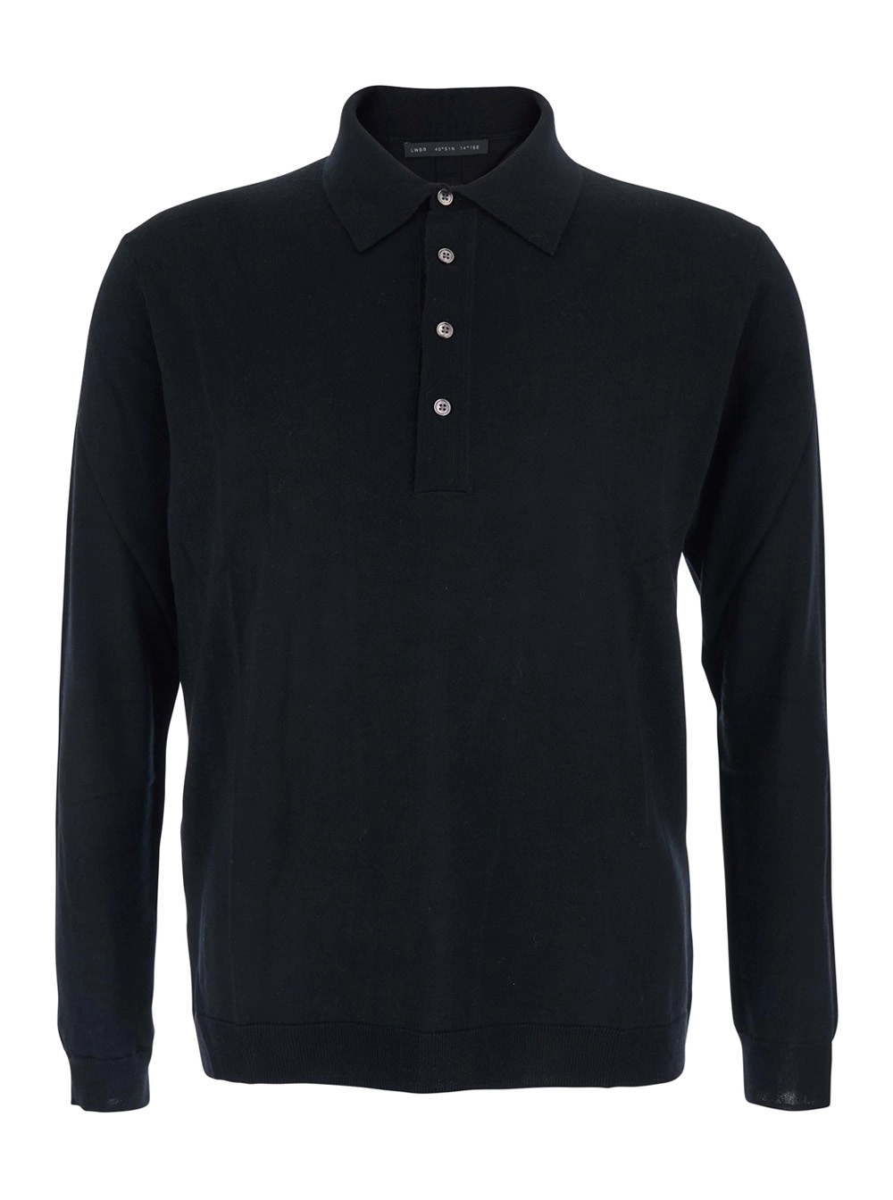 Low brand Maglia con Collo Stile Polo e Maniche Lunghe in Lana Nera Uomo