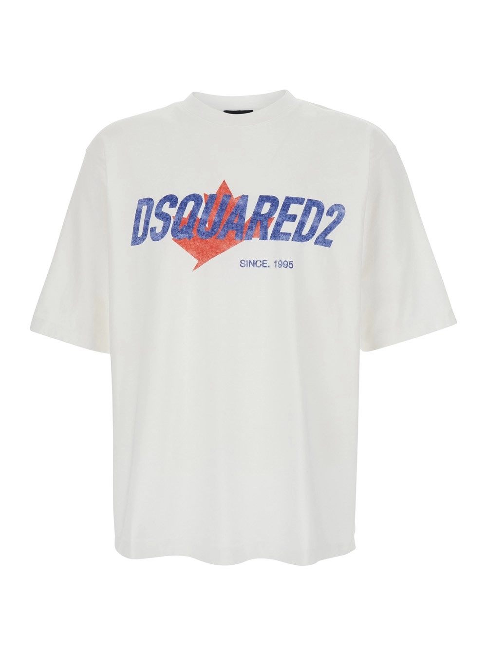Dsquared2 T-shirt con Stampa Logo sul Fronte in Cotone Bianca Uomo