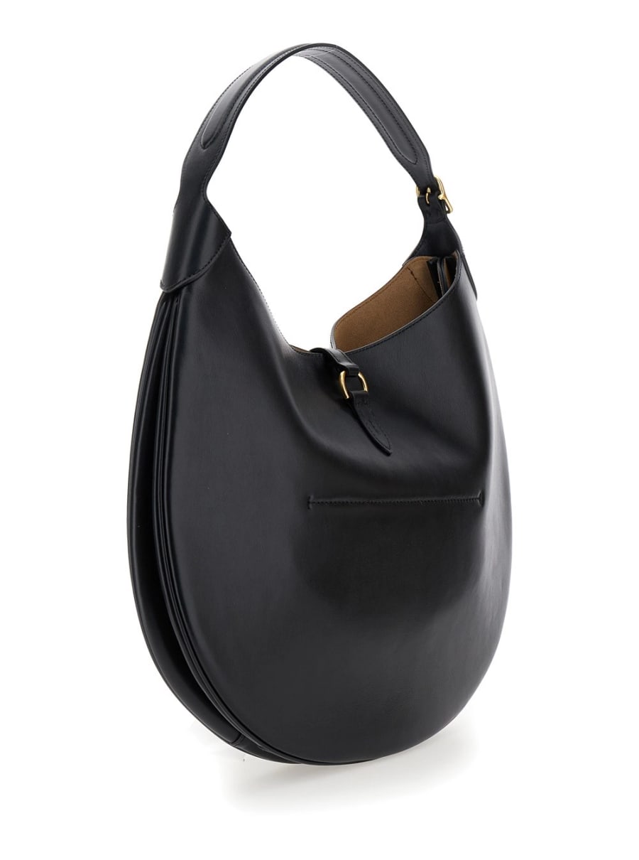 Polo Ralph Lauren Borsa a Spalla con Dettaglio Logo in Pelle Liscia Nera Donna, view 3