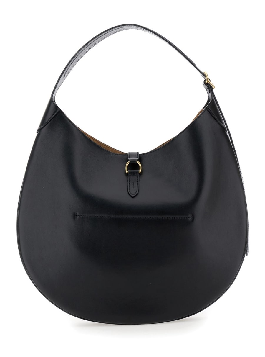 Polo Ralph Lauren Borsa a Spalla con Dettaglio Logo in Pelle Liscia Nera Donna, view 4