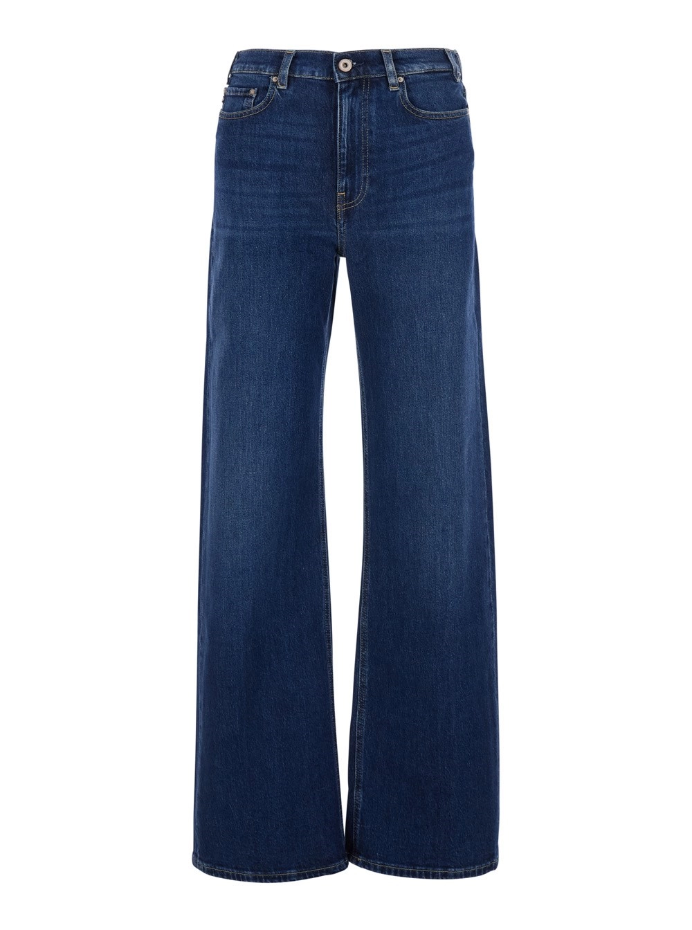 Ag jeans Jeans con patch logo sul retro e gamba ampia in denim blu donna