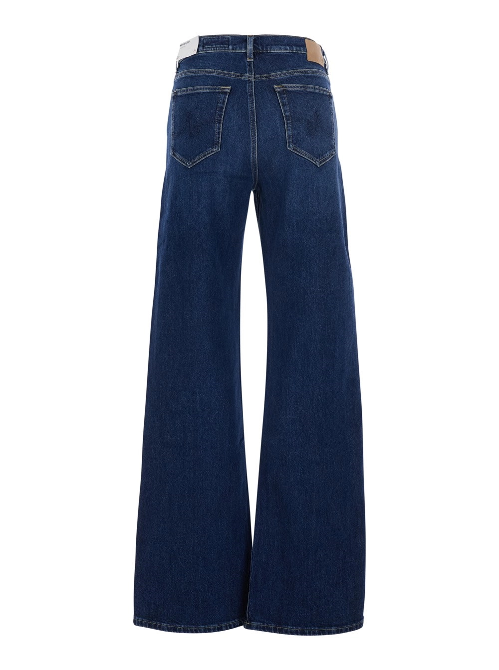 Ag jeans Jeans con patch logo sul retro e gamba ampia in denim blu donna, view 2