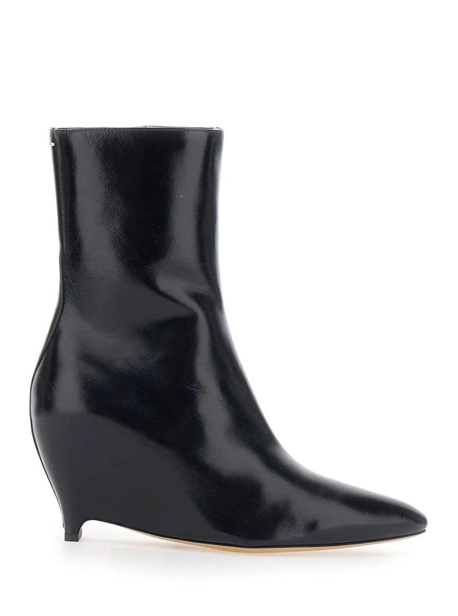 Maison Margiela Stivaletti a Punta con Tacco e Chiusura con Zip sul Lato in Pelle Neri Donna