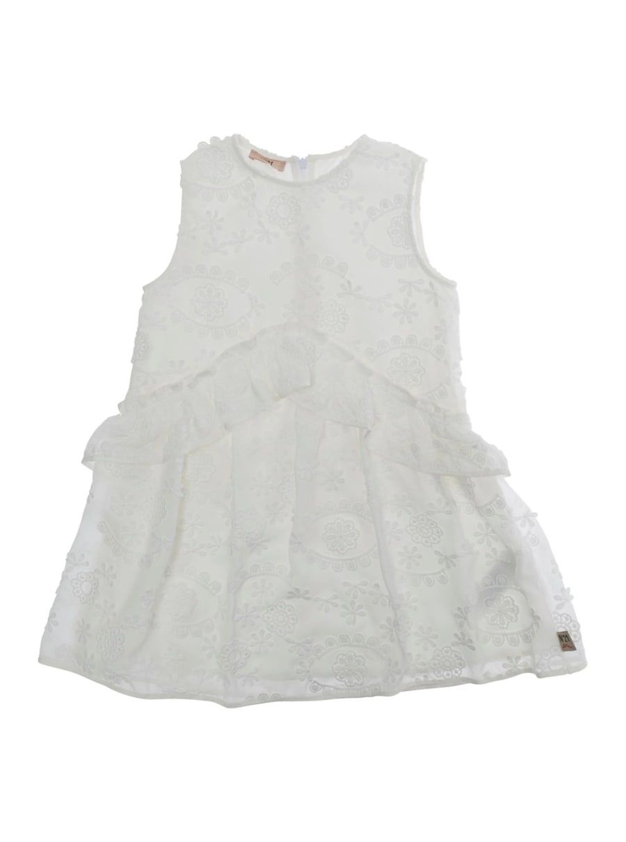 N°21 kids Abito 'N2109QN0475N21D153F0N100' Bianco con Dettagli Eleganti in Poliestere Bambina