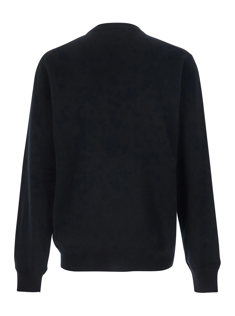 Dolce & Gabbana Maglione Girocollo con Logo Lettering sul Fronte in Lana Nero Uomo, view 2