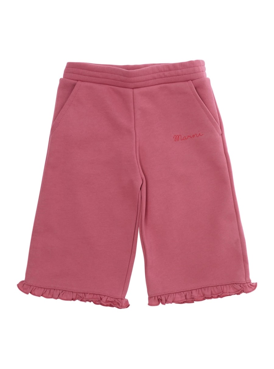 Marni kids Pantaloni con tasche e logo lettering in Cotone Rosa baby