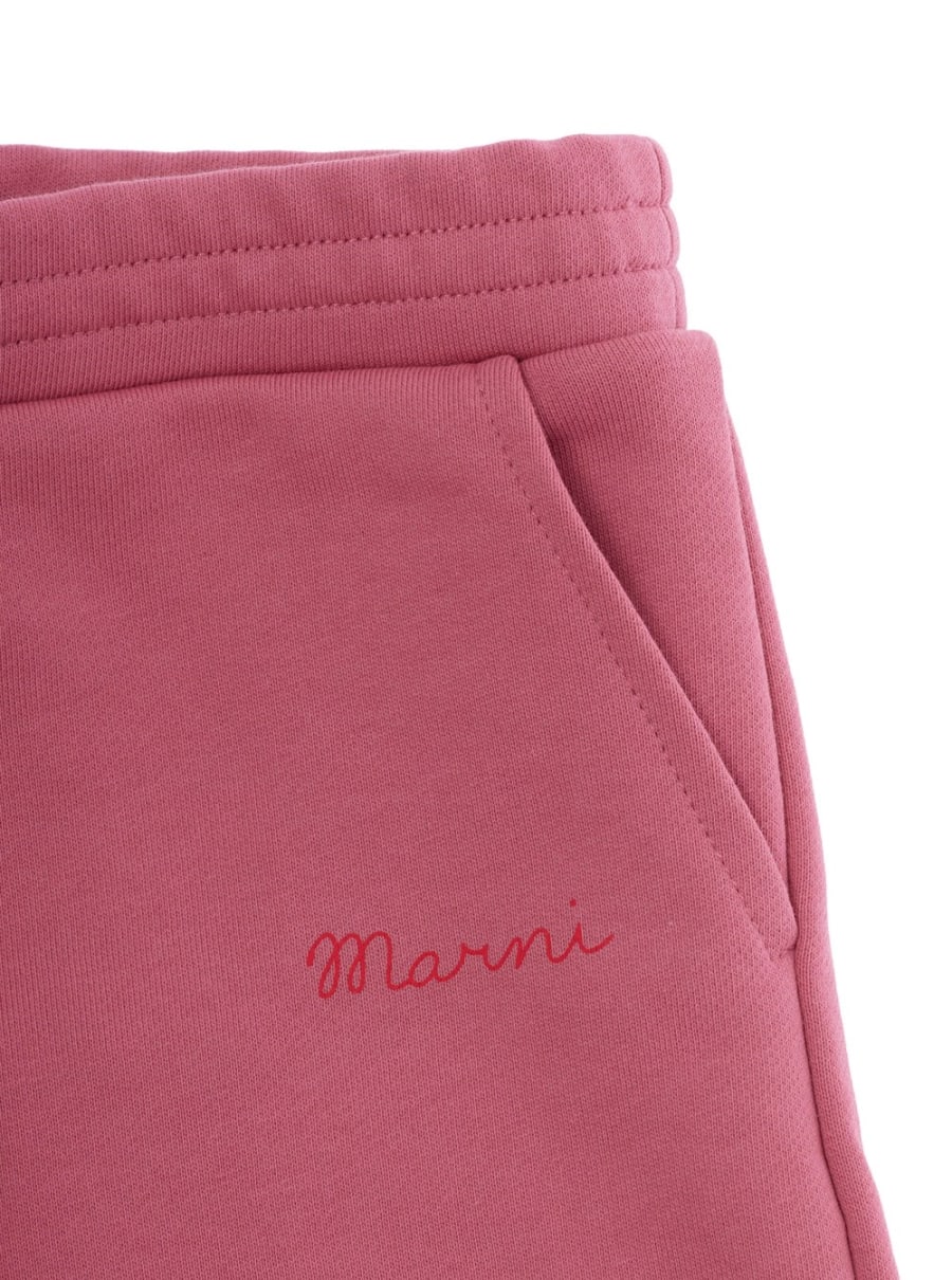 Marni kids Pantaloni con tasche e logo lettering in Cotone Rosa baby, view 3