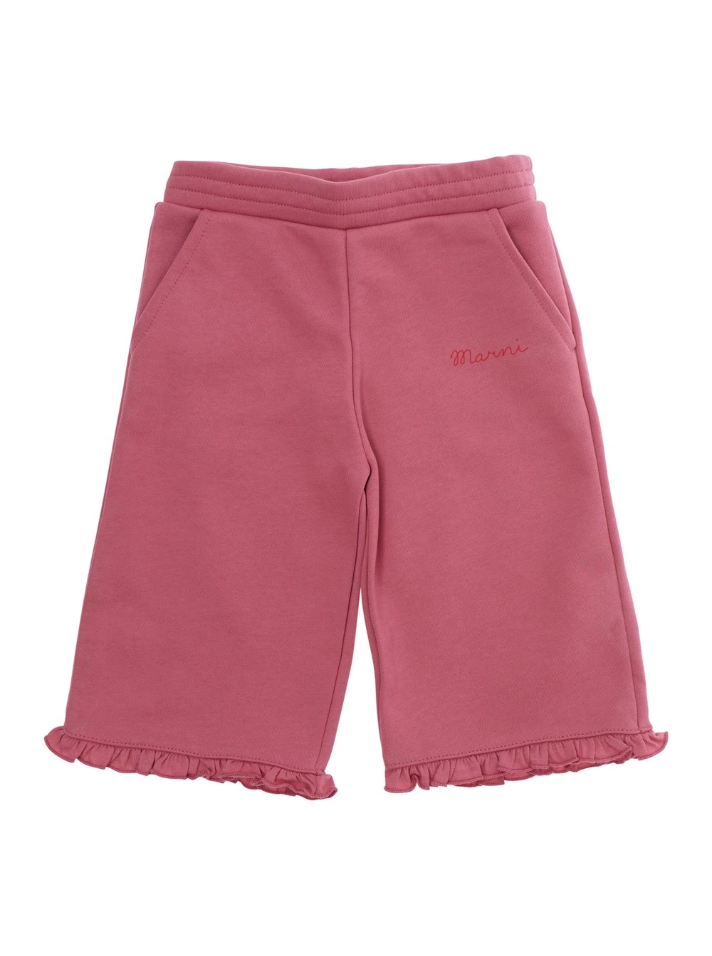 Marni kids Pantaloni con tasche e logo lettering in Cotone Rosa baby