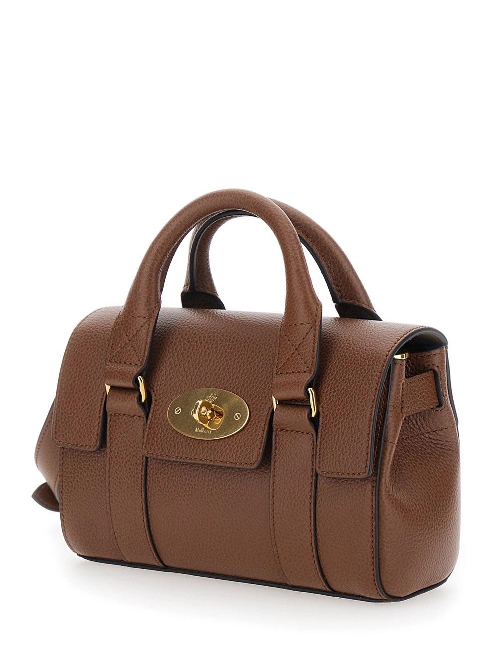 Mulberry Borsa a Mano 'Bayswater Mini' con Chiusura a Girello in Pelle Martellata Marrone Donna, view 2