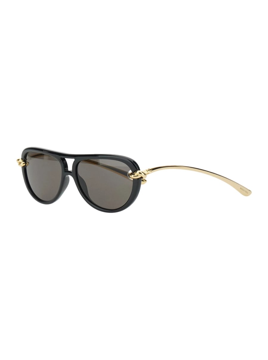 Bottega Veneta Occhiali da Sole con Aste con Motivo Cut-Out e Dettaglio Knot sulle Aste in Acetato Neri Donna