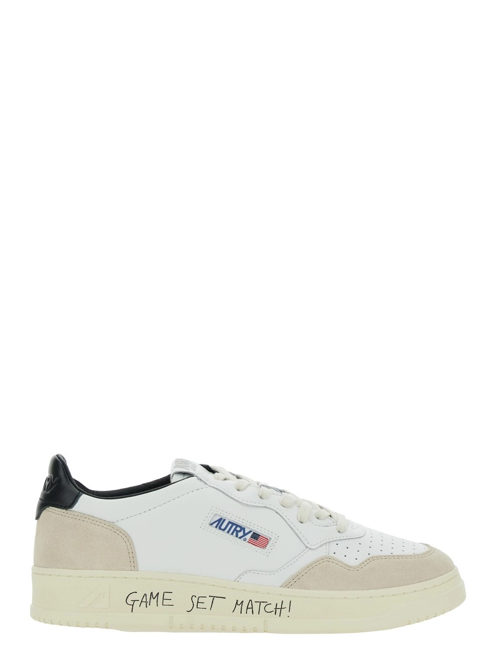 Autry Sneaker Basse 'Medalist Low' con Patch Logo e Scritta in Pelle e Suede Bianche Uomo