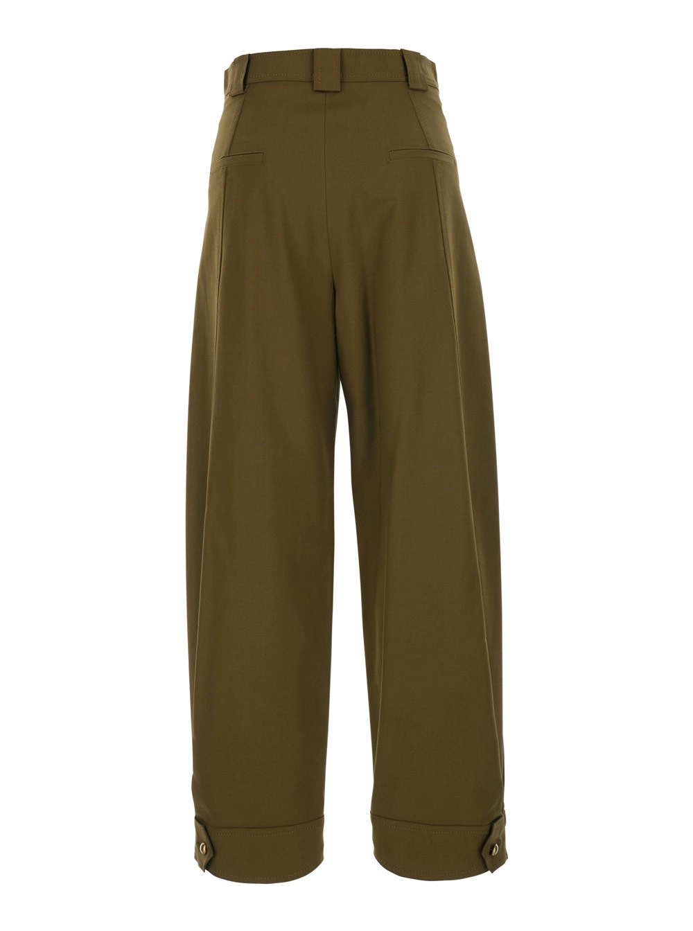 Max Mara Pantaloni 'Adorni' con Orlo con Bottone e Tasche a Filetto in Cotone Verdi Donna, view 2