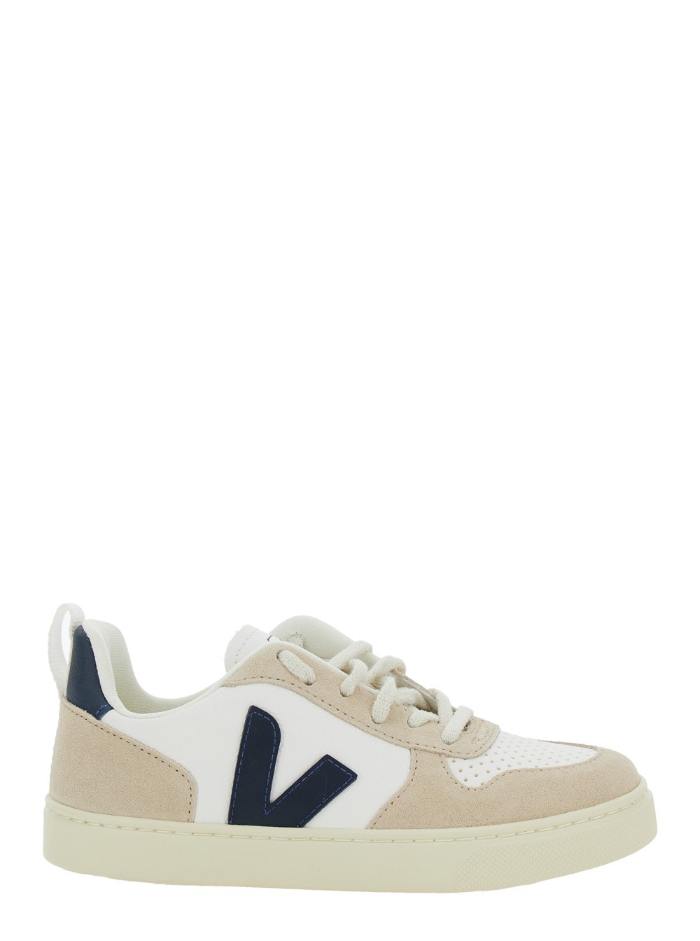 Veja kids Sneaker 'V-10' Con Inserti in Pelle Scamosciata Bianche in Ecopelle Bambino