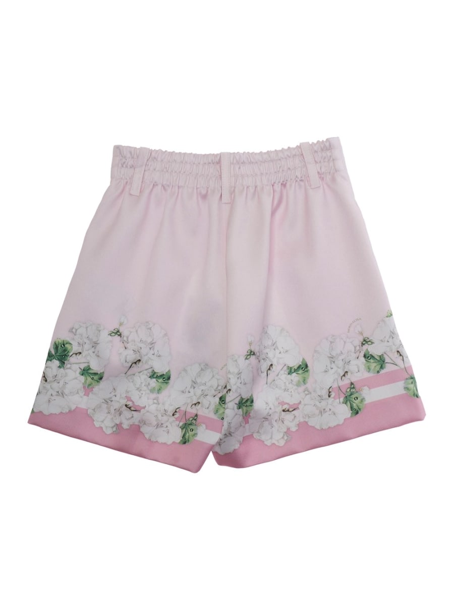 Monnalisa kids Bermuda con Motivo Floreale All-Over e Passanti per Cinture in Tessuto Rosa Bambina, view 2