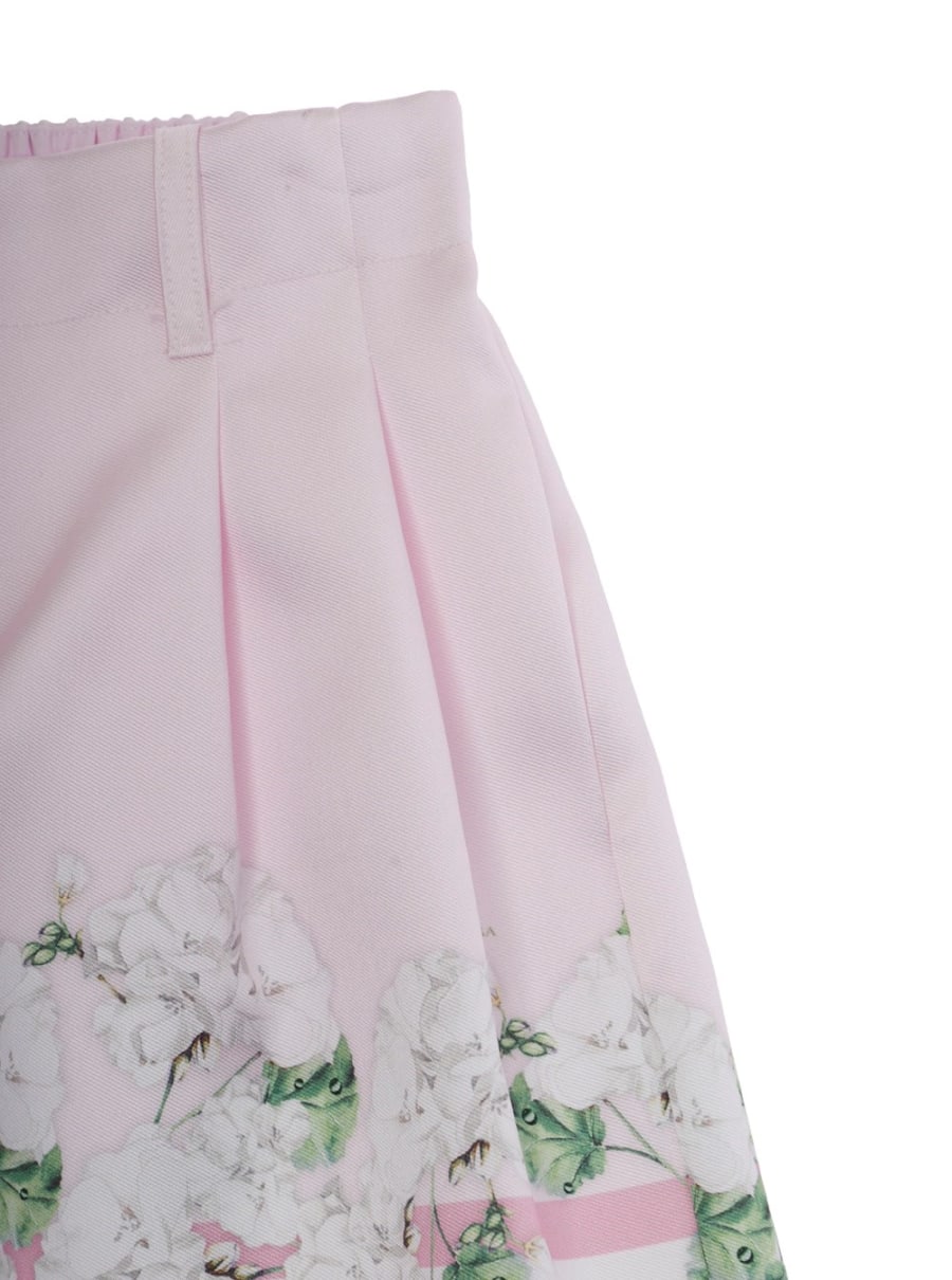 Monnalisa kids Bermuda con Motivo Floreale All-Over e Passanti per Cinture in Tessuto Rosa Bambina, view 3
