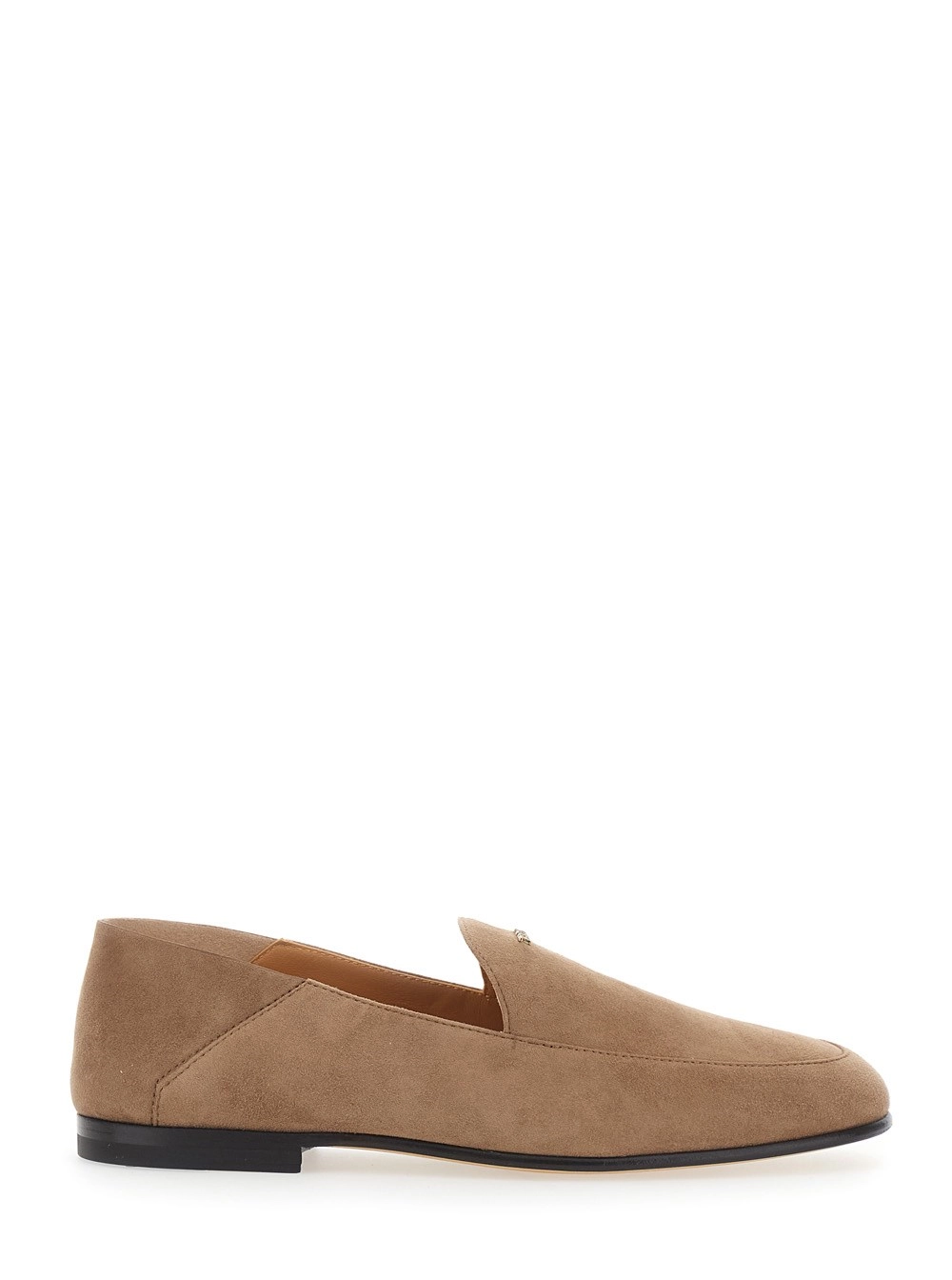 Tod's Mocassini con placca logo lettering sul fronte in pelle scamosciata beige donna