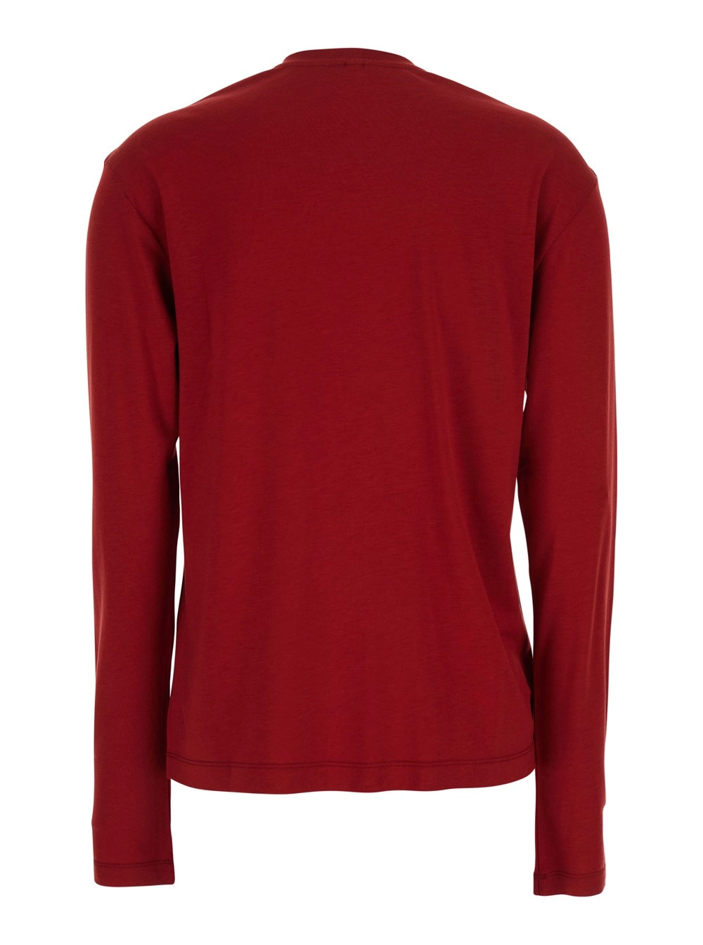 Toteme T-Shirt Girocollo con Maniche Lunghe in Misto Cotone Rossa Donna, view 2