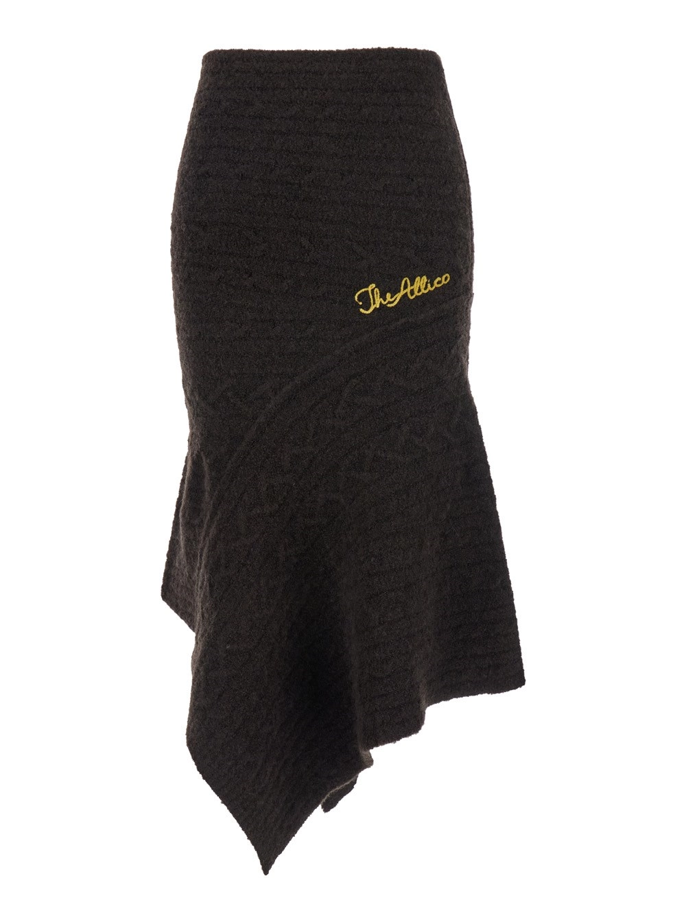 The Attico Gonna con Design Asimmetrico e Logo Lettering in Lana Marrone Donna