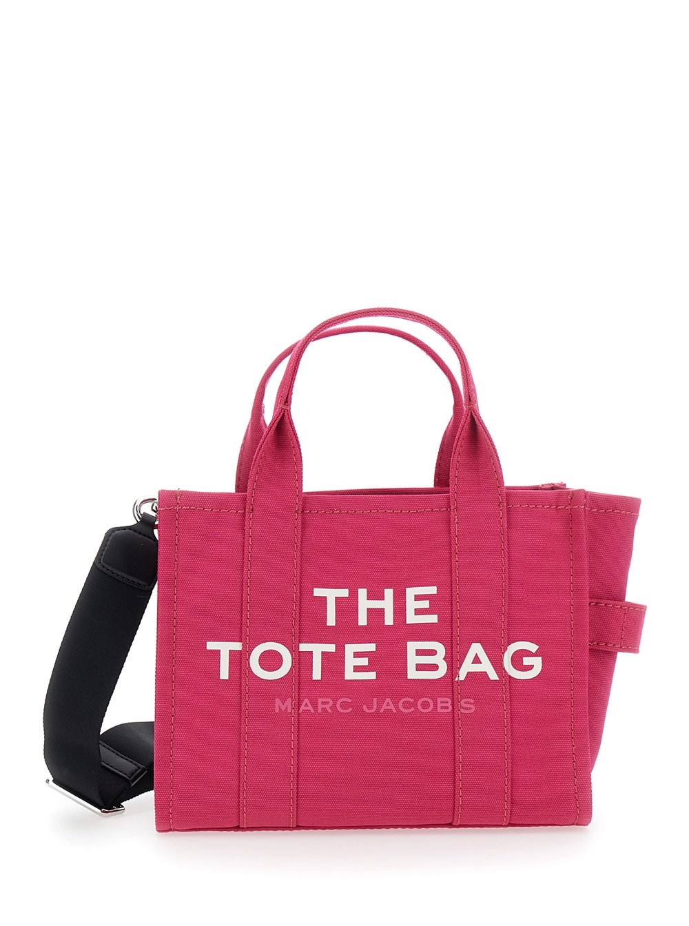 Marc Jacobs Borsa a Mano 'The Small Tote' con Logo Lettering sul Fronte in Cotone Rosa Donna