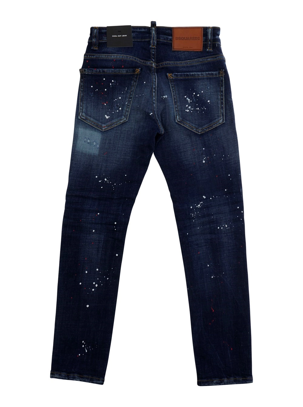 Dsquared2 kids Jeans con Design a Cinque Tasche e Patch Logo sul Retro in Denim Blu Bambino, view 2