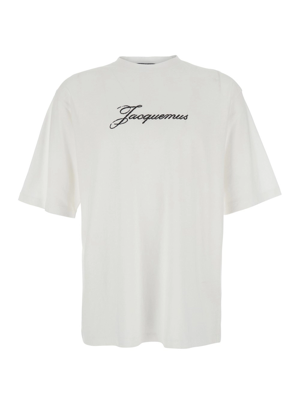 Jacquemus T-Shirt 'Le T-Shirt Jacquemus' Girocollo con Logo Lettering sul Fronte in Misto Cotone Bianca Uomo