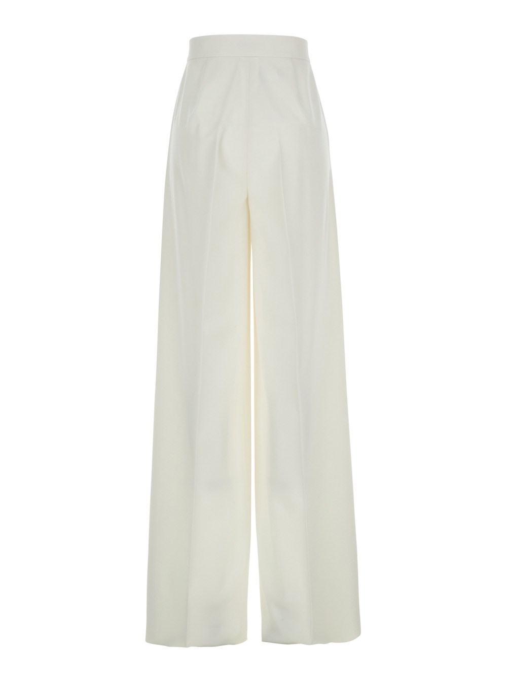 Max Mara Pantaloni 'Ninfa' a Gamba Larga in Lana Vergine Bianchi Donna, view 2