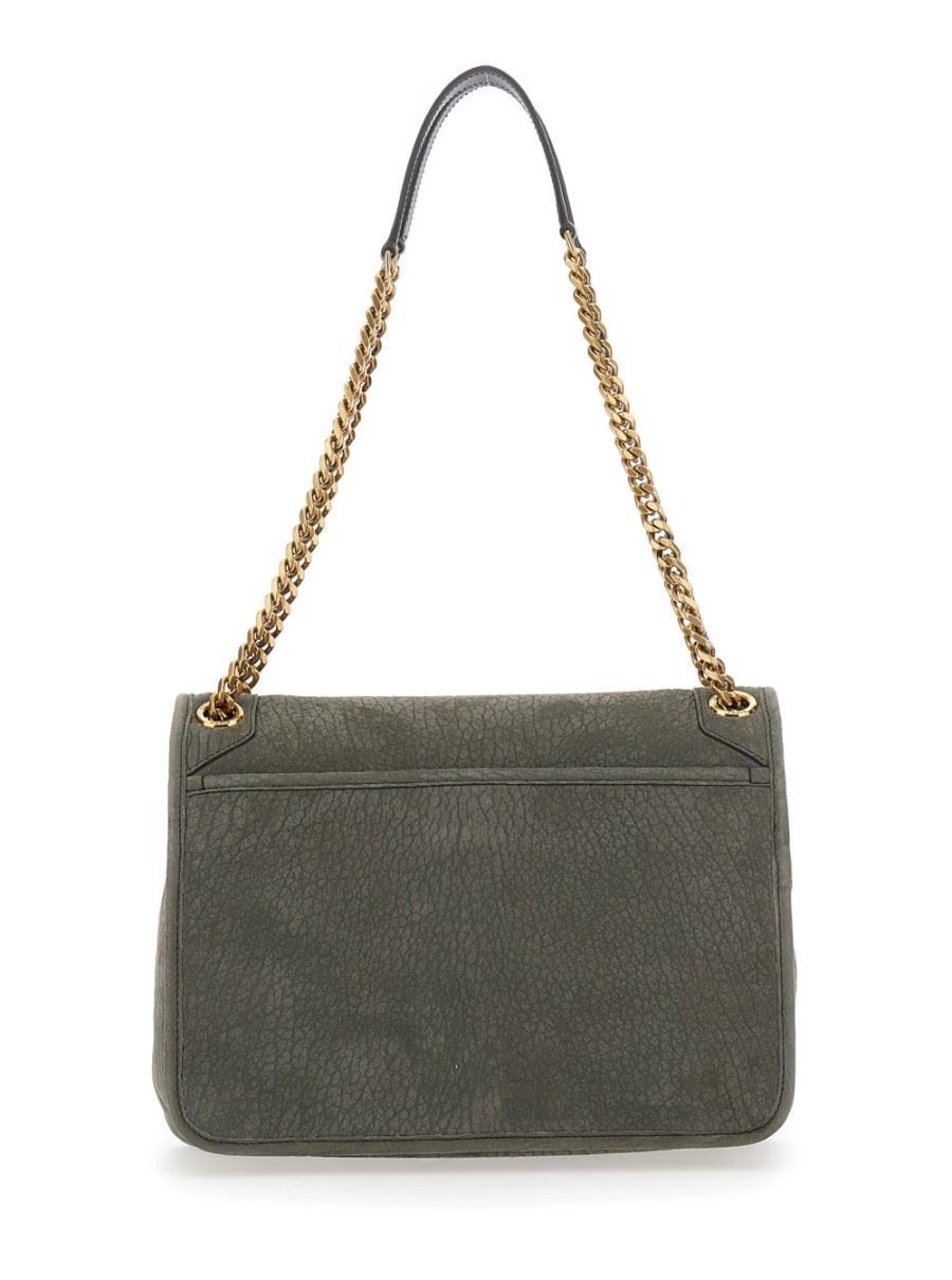 Saint Laurent Borsa a Spalla 'Niki' con Placca Cassandre sul Fronte e Due Manici con Catena in Pelle Grigia Donna, view 4