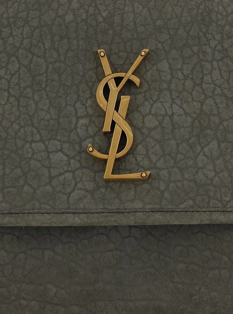 Saint Laurent Borsa a Spalla 'Niki' con Placca Cassandre sul Fronte e Due Manici con Catena in Pelle Grigia Donna, view 5