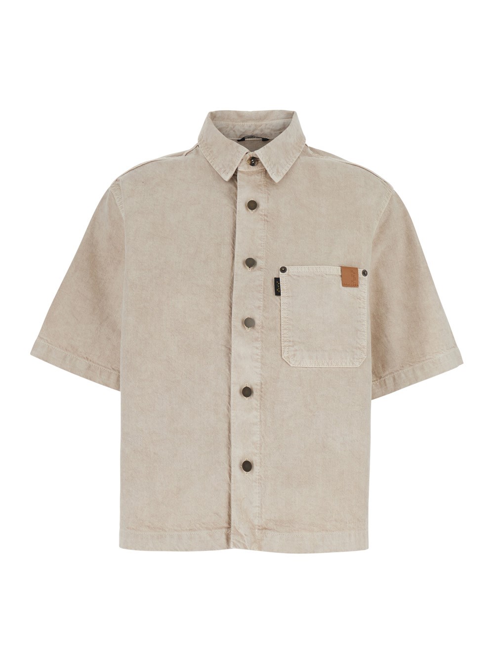 Haikure Camicia 'Olive' con Colletto Classico in Misto Cotone e Lino Beige Donna