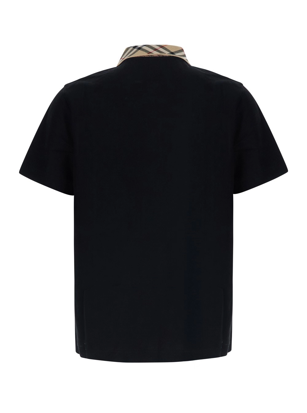 Burberry Polo 'EVAN' con colletto con motivo Check in cotone nera uomo, view 2