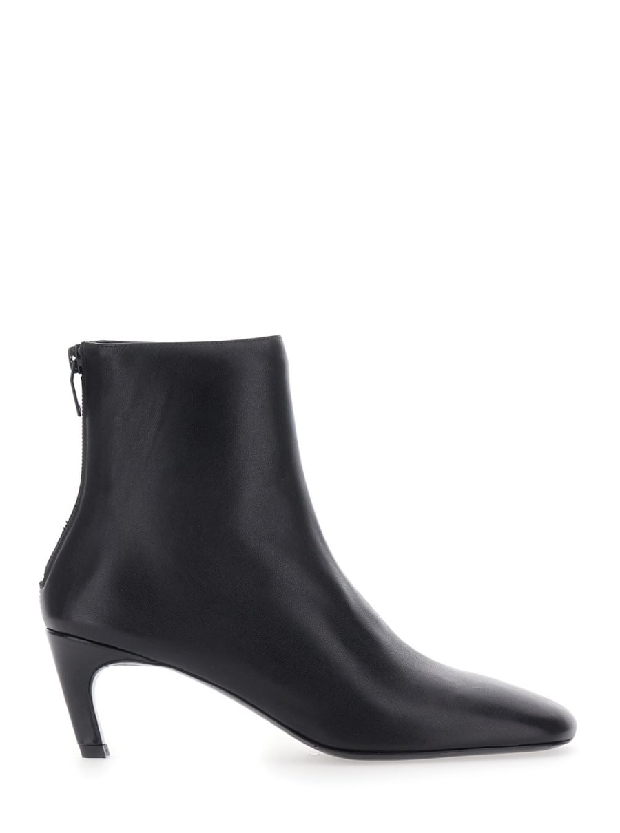 Toteme Stivaletti a Punta con Chiusura con Zip sul Retro e Tacco Alto a Spillo in Pelle Neri Donna