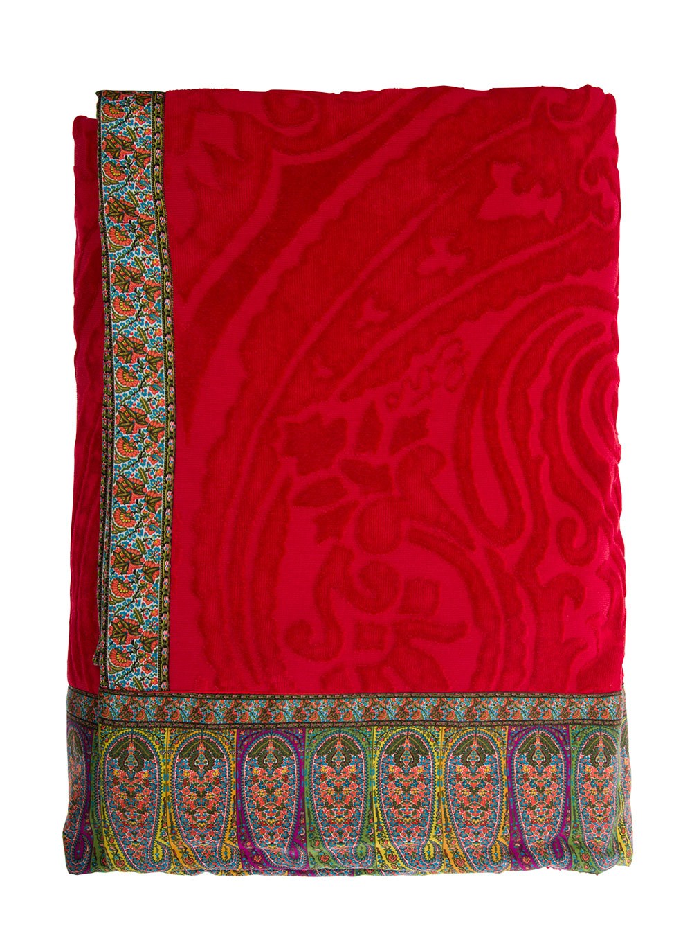 Etro home Telo Mare rettangolare con bordo a contrasto in cotone Rosso unisex