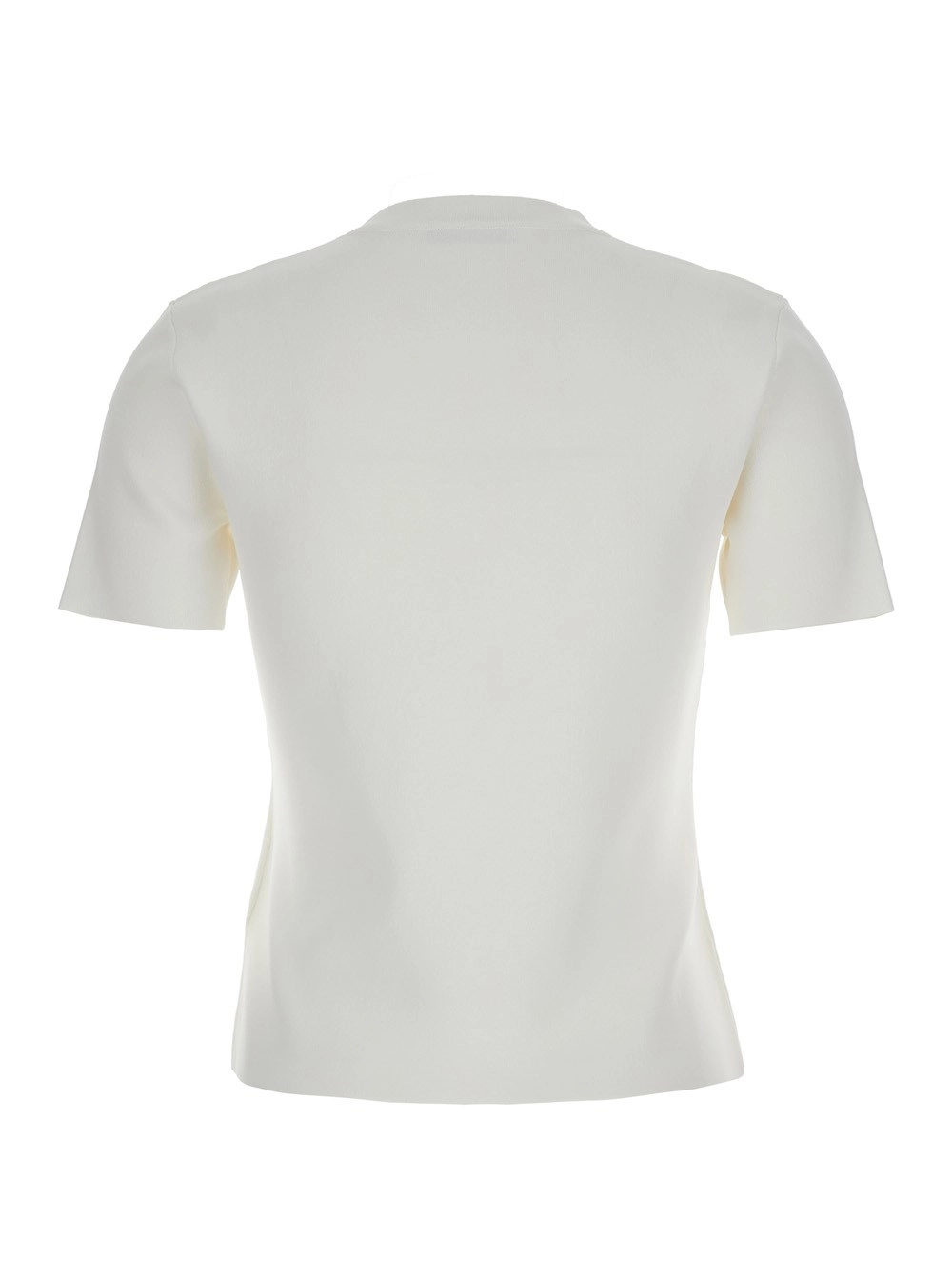 Max Mara Pure T-Shirt 'Adelio' Girocollo con Ricamo Logo Lettering Tono su Tono sul Fronte in Misto Viscosa Bianca Donna, view 2