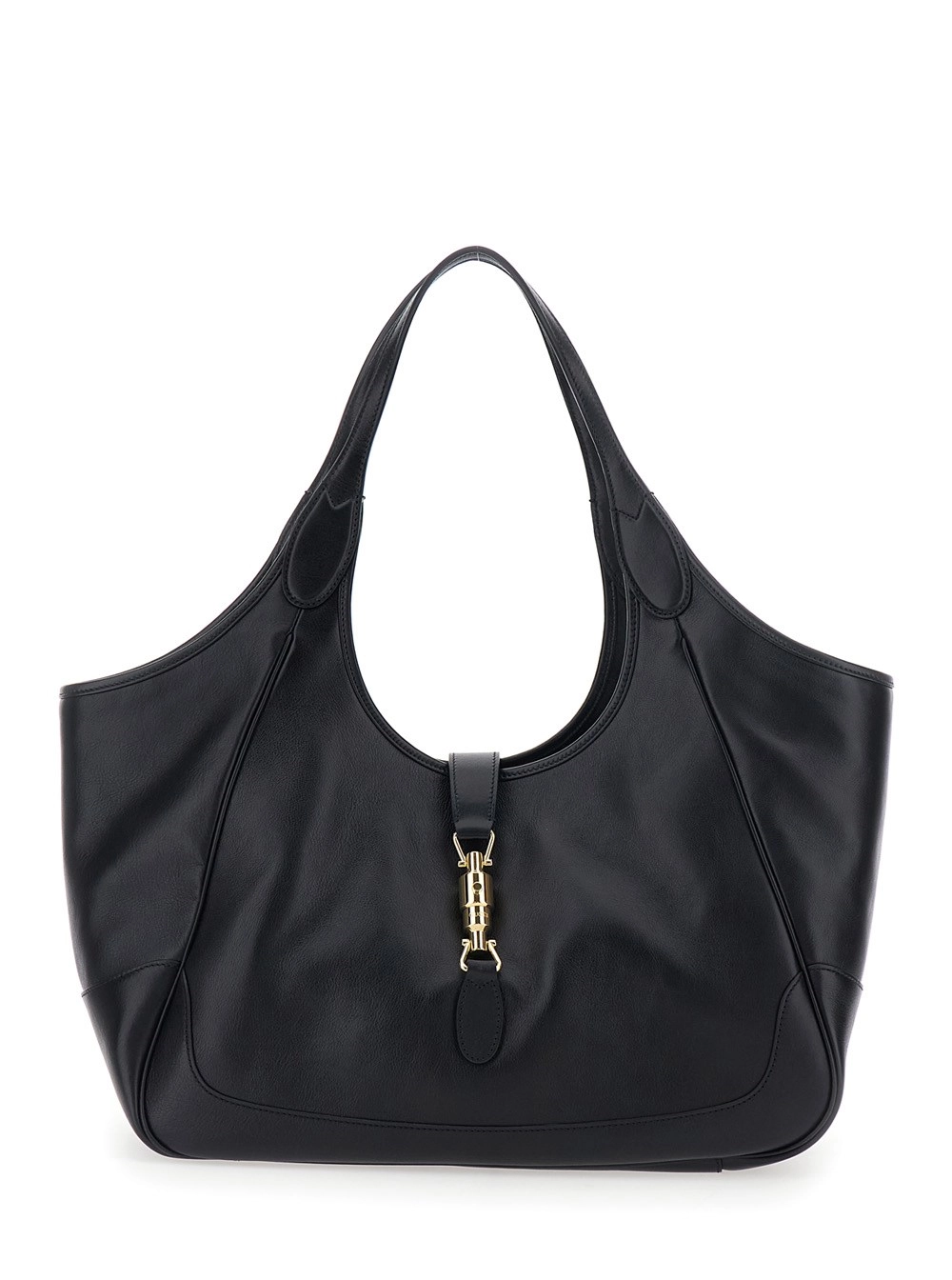 Gucci Borsa a Spalla 'Jackie' con Due Manici Superiori e Chiusura sul Fronte in Pelle Nera Donna