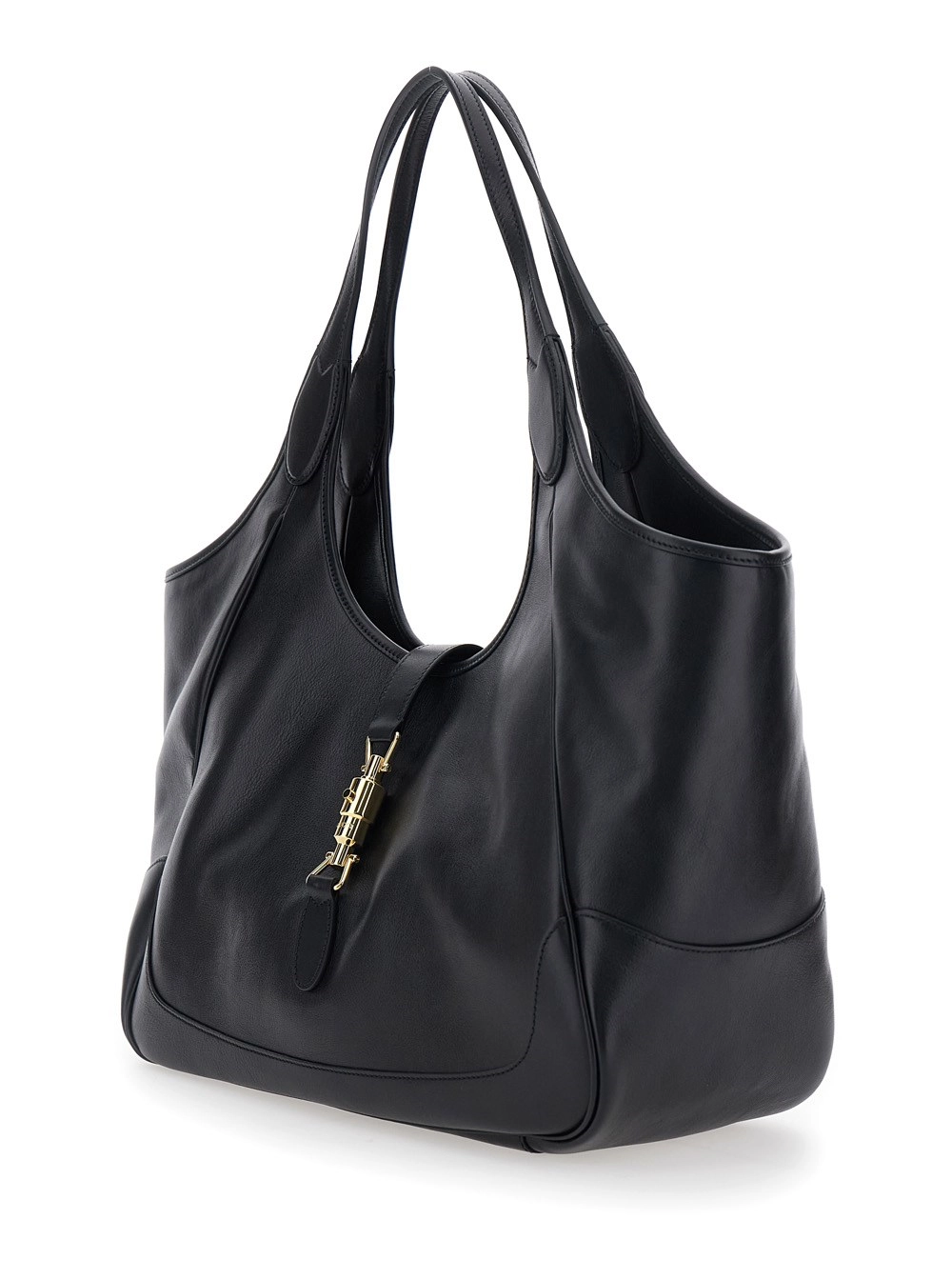 Gucci Borsa a Spalla 'Jackie' con Due Manici Superiori e Chiusura sul Fronte in Pelle Nera Donna, view 2