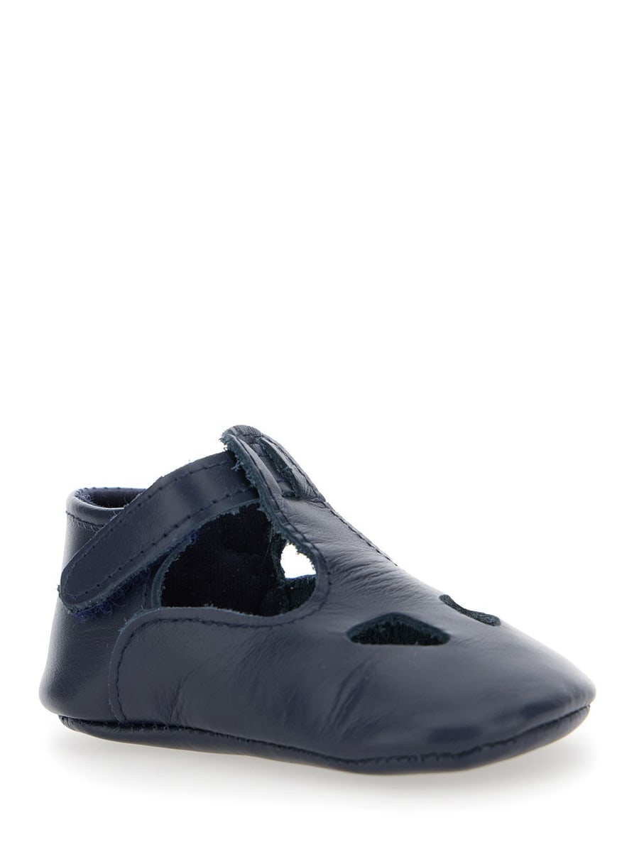 Il gufo kids Ballerine con Cut-Out sul Fronte e Chiusura con Strappo in Pelle Blu Baby, view 2