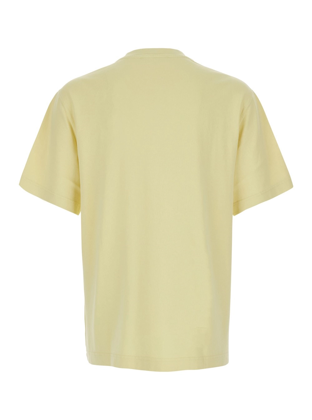 Jacquemus T-Shirt 'Le T-Shirt Gros Grain' Girocollo con patch logo sul fronte in cotone gialla uomo, view 2