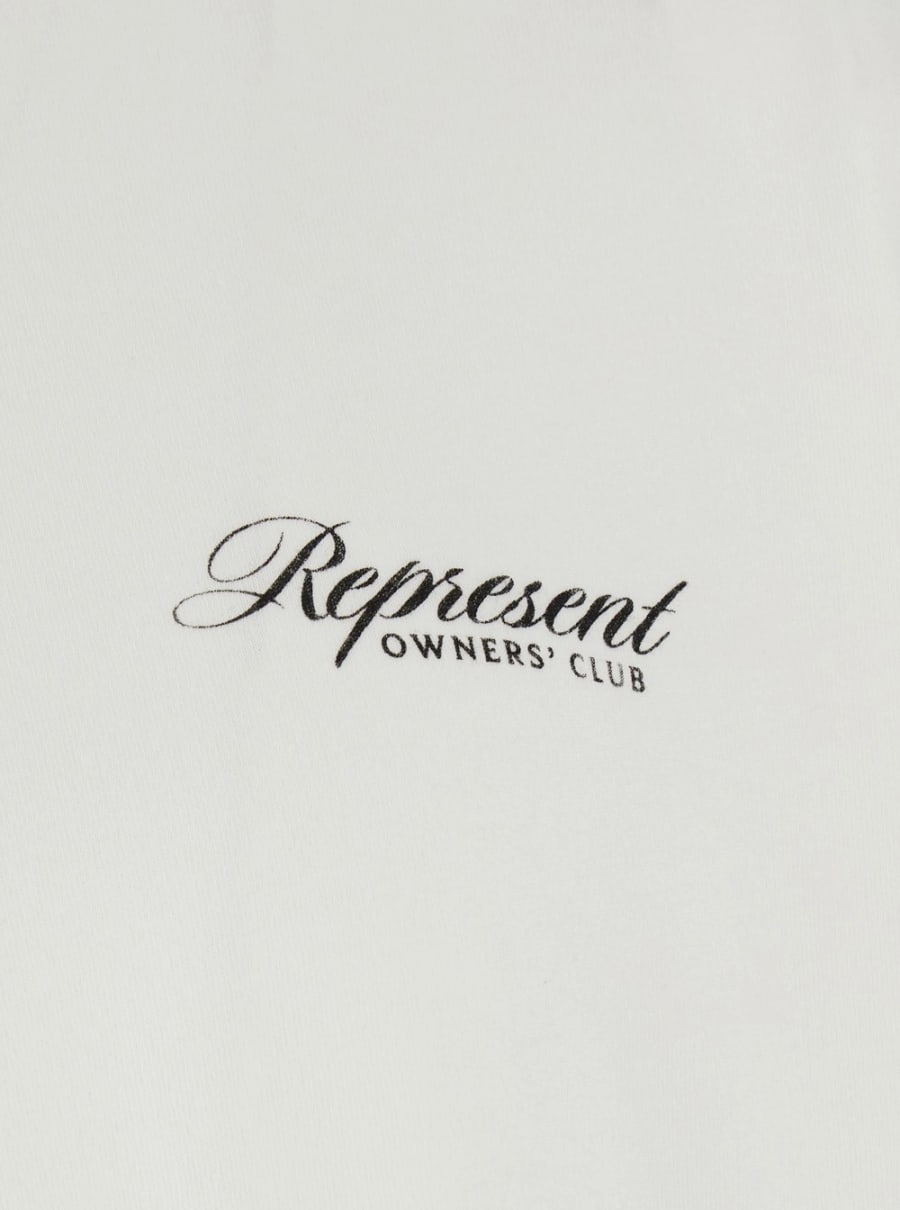 Represent T-Shirt 'Owners Club' Girocollo con Stampa Fronte e Retro in Cotone Bianco Uomo, view 3
