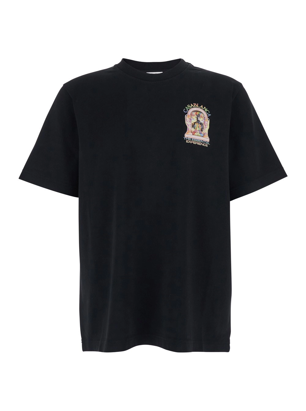 Casablanca T-Shirt Nera con Dettaglio Logo sul Fronte e Maxi Stampa Logo sul Retro in Cotone Uomo