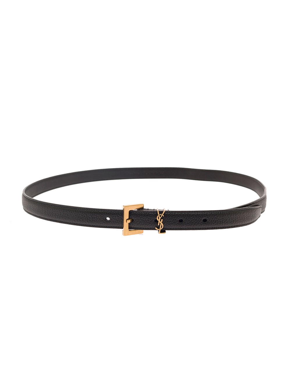 Saint Laurent Cintura Nera con Cassandra in Pelle Uomo