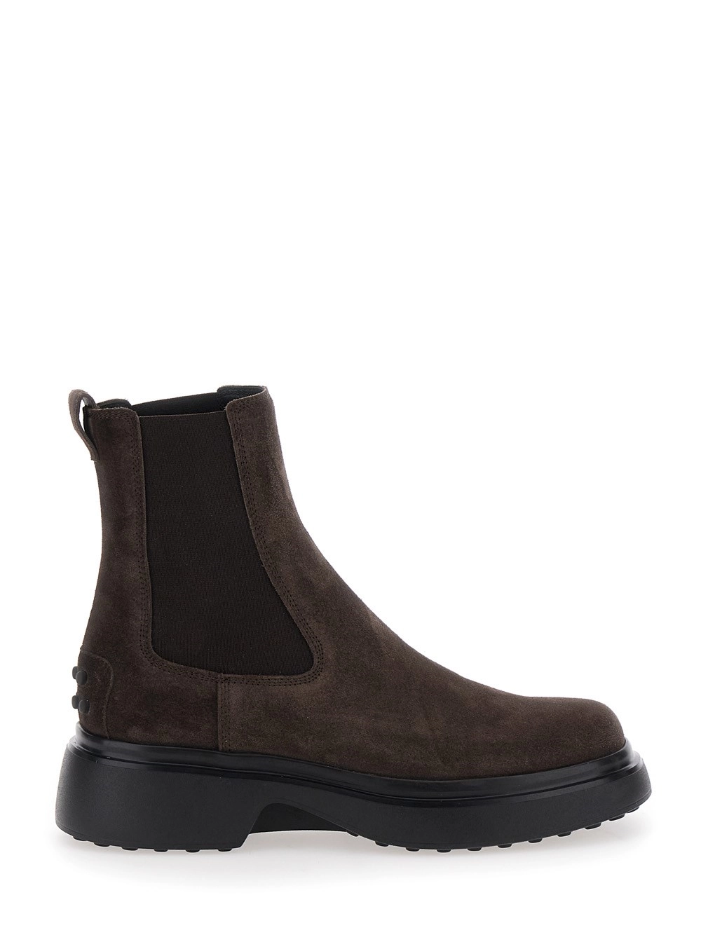 Tod's Stivaletti alla Caviglia con Dettagli Elasticizzati sul Lato e Suola Chunky in Pelle Scamosciata Marroni Donna