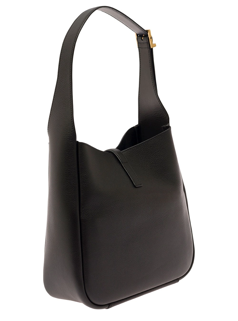 Saint Laurent Borsa a Spalla 'Le 5 à 7' con Cassandre in Pelle Martellata Bianca Donna, view 2
