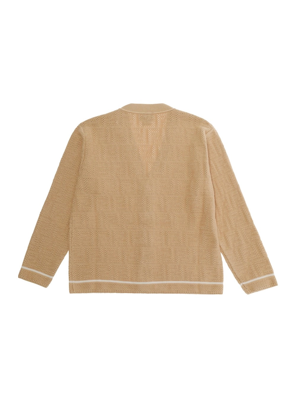 Fendi kids Cardigan con Scollo a V in Cotone FF Beige Bambino, view 2